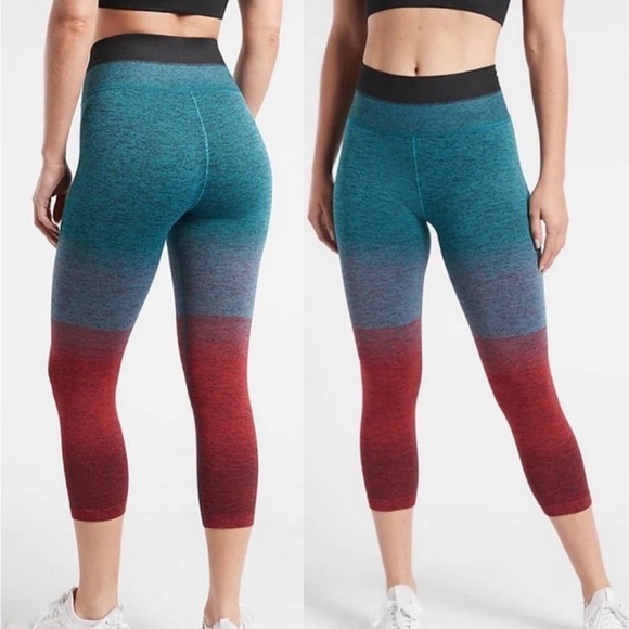 Athleta Relay Capri leggings size large seamless multicolor activewear colorful - Picture 1 of 9